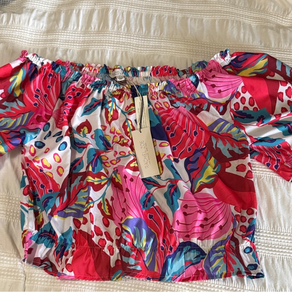 Rachel Zoe Vibrant Multicolor Off-Shoulder Blouse